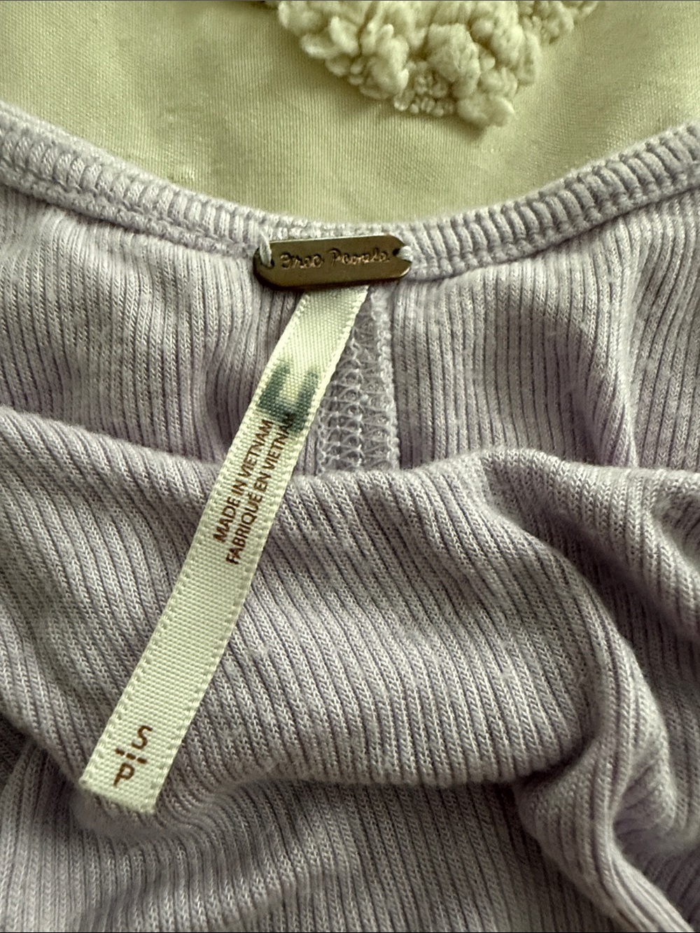 Free People Light Lavender Off-Shoulder Ruffle Ribbed Bodysuit - Picture 2 of 4